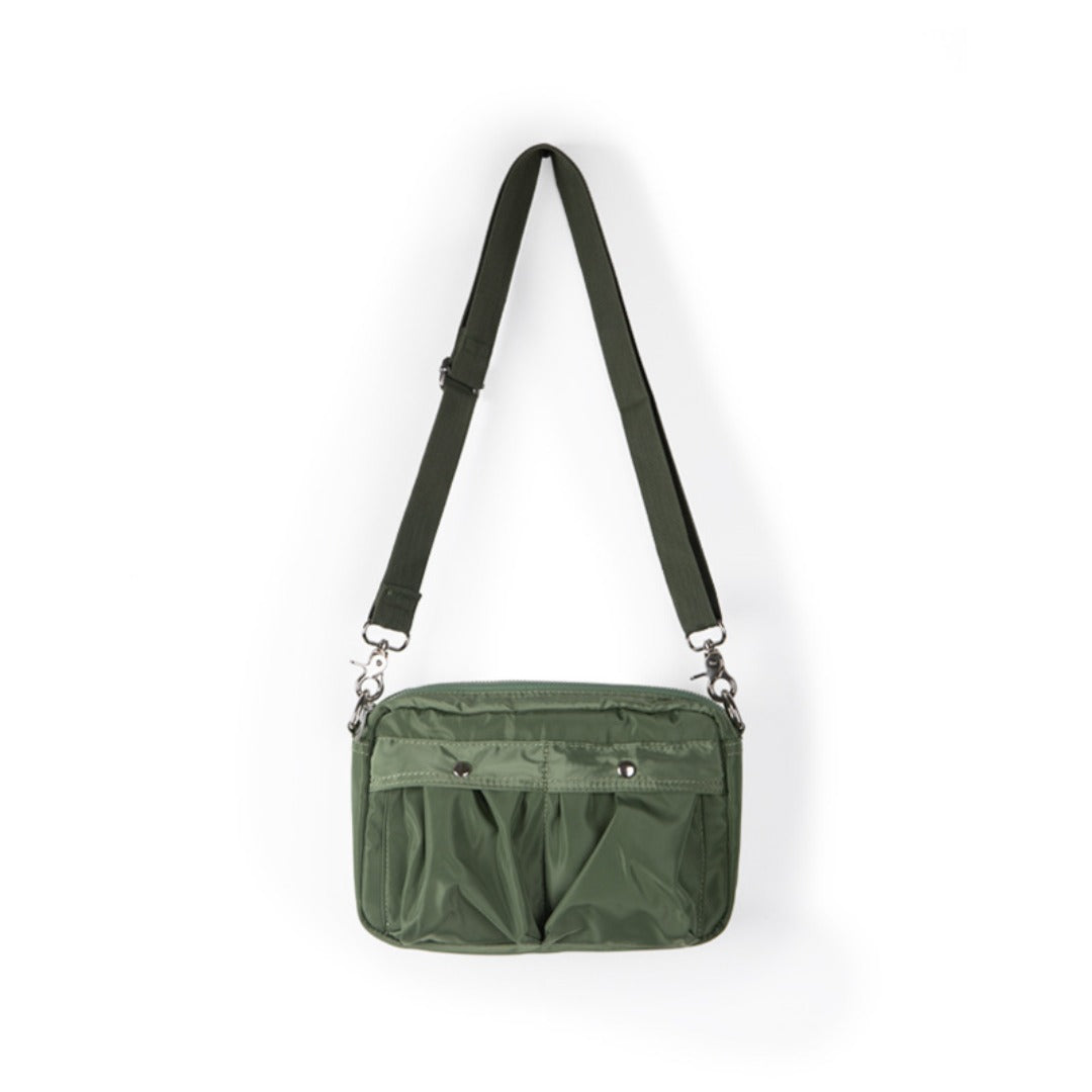 Women's Pleated Nylon Crossbody Bag - Small Square Shoulder Purse with Front Pockets -dropshippingabc.com
