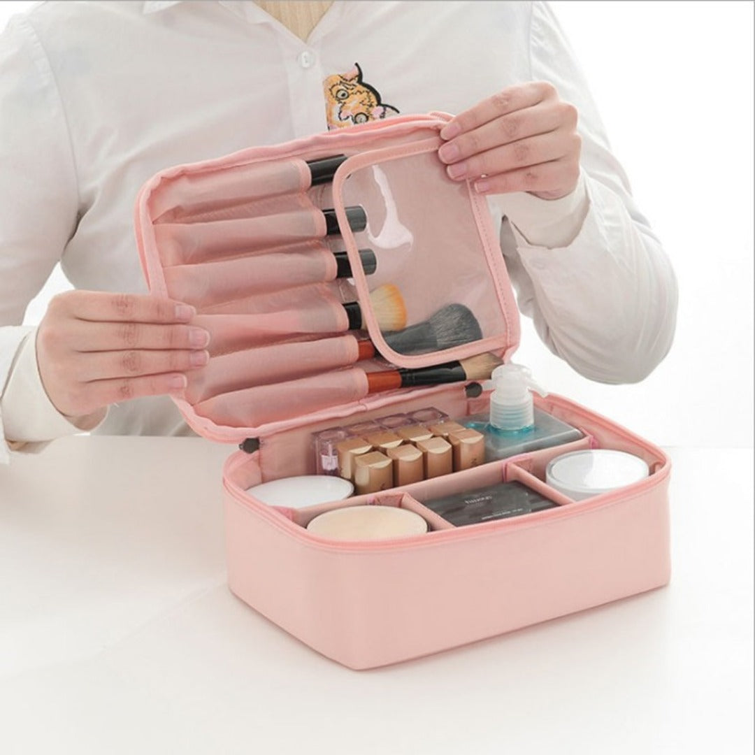 Square Waterproof Makeup Bag - Lightweight Multi-Functional Toiletry Organizer with Compartments -dropshippingabc.com