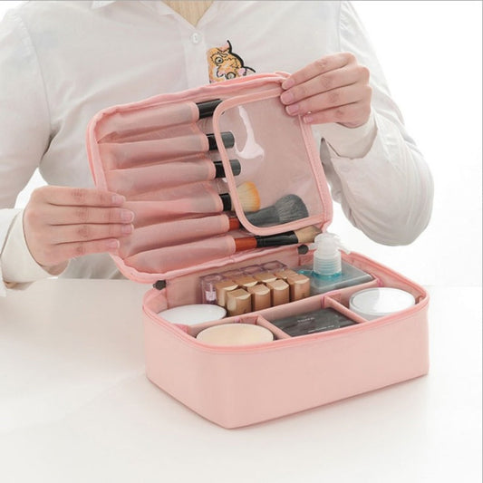 Square Waterproof Makeup Bag - Lightweight Multi-Functional Toiletry Organizer with Compartments -dropshippingabc.com