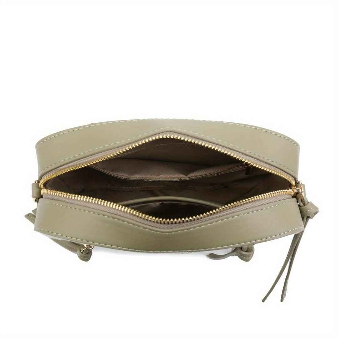 Small Crossbody Purse - Contrast Color Square Bag with Front Zipper Pockets