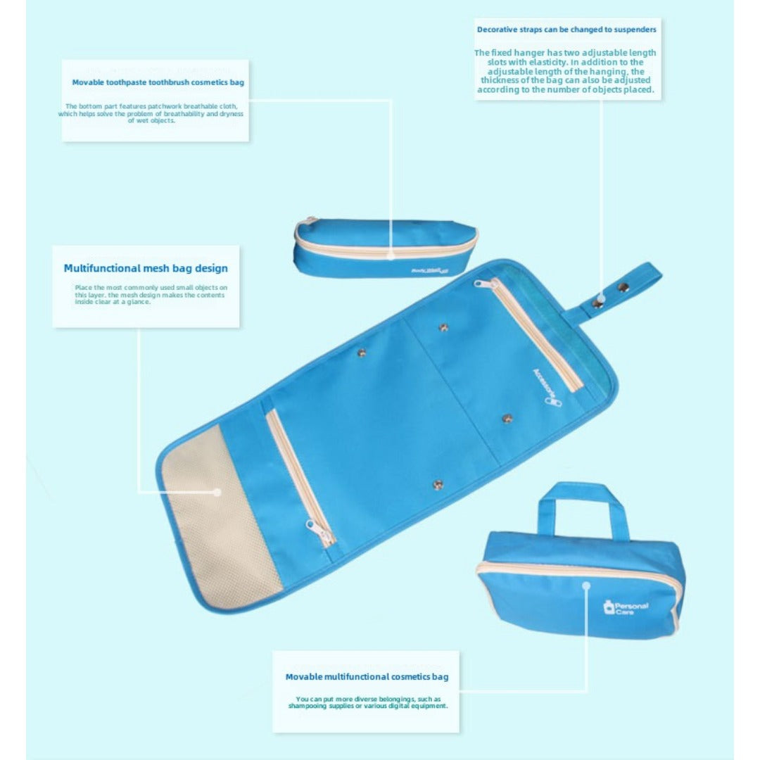 3-in-1 Outdoor Toiletry Bag - Waterproof Foldable Wash Bag with Hook for Travel Storage -dropshippingabc.com