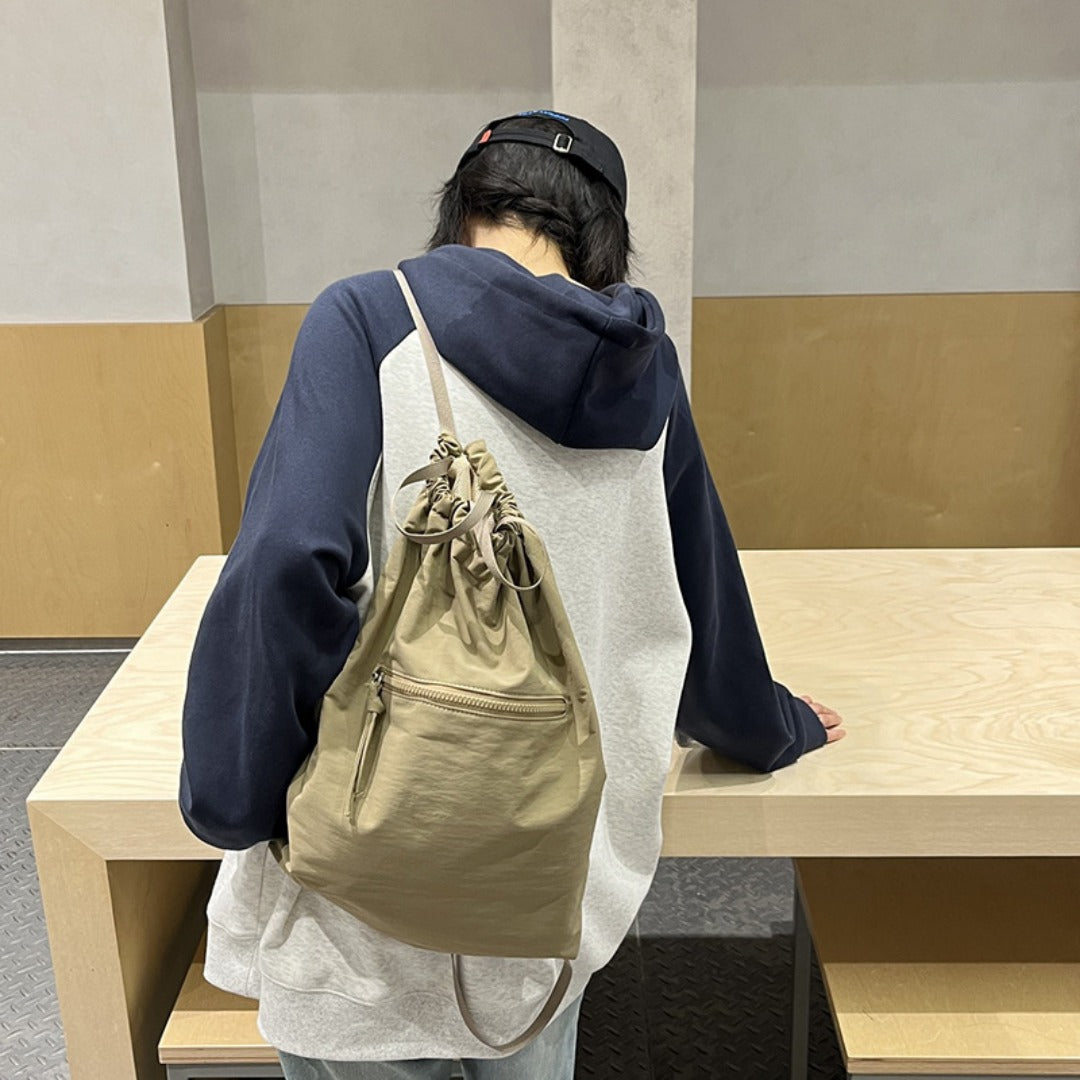 Large Capacity Bucket Backpack Purse - Lightweight Nylon Drawstring Bag for Women, Unisex Casual Summer Bundle Bag -dropshippingabc.com