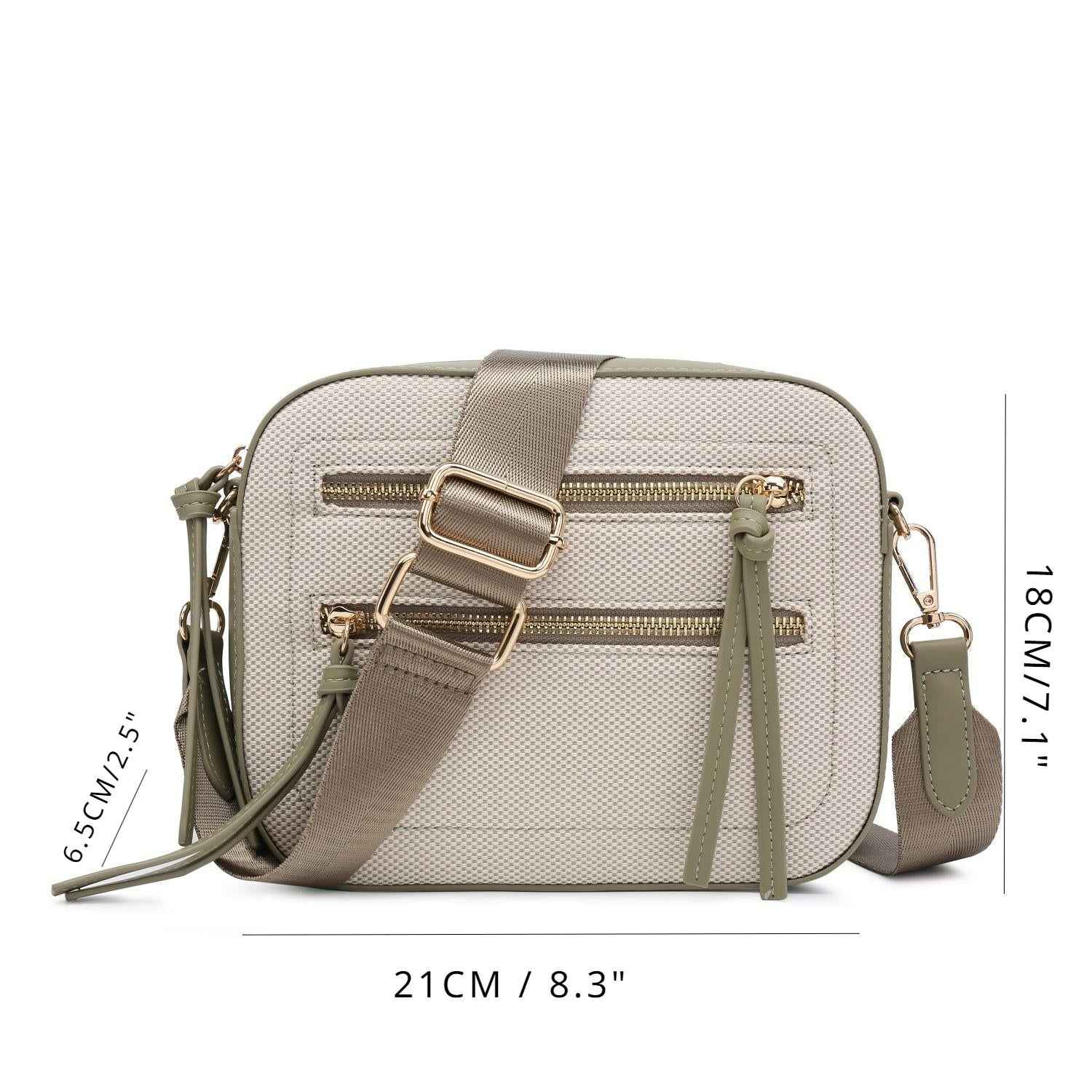 Small Crossbody Purse - Contrast Color Square Bag with Front Zipper Pockets