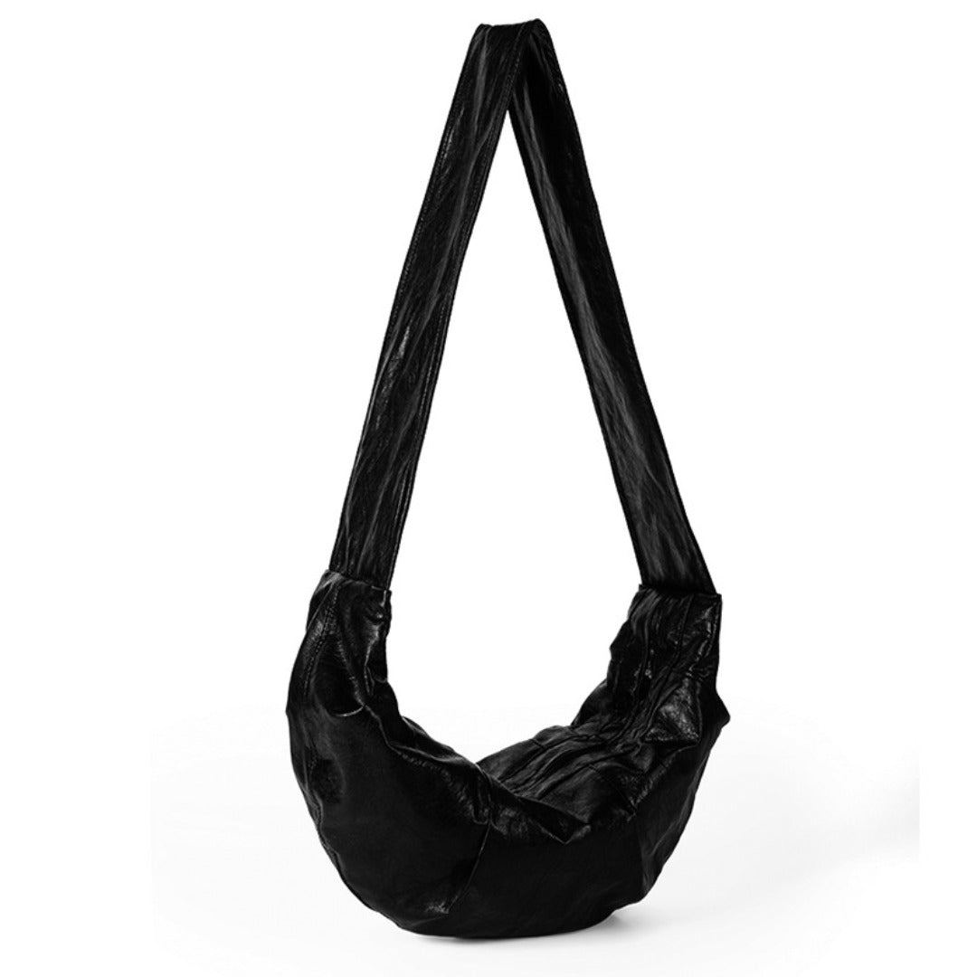 Soft Leather Croissant Bag for Women - Slouch Purse with Adjustable Crossbody Shoulder Strap, Simple Versatile Small Shoulder Bag -dropshippingabc.com
