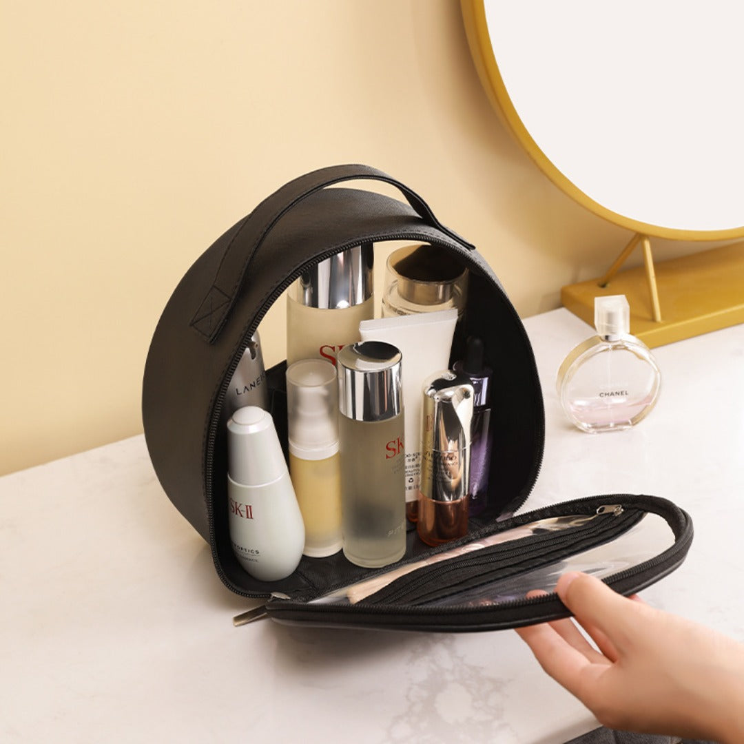 Translucent PU Makeup Bag - Large Capacity Waterproof Toiletry Organizer & Skincare Storage -dropshippingabc.com