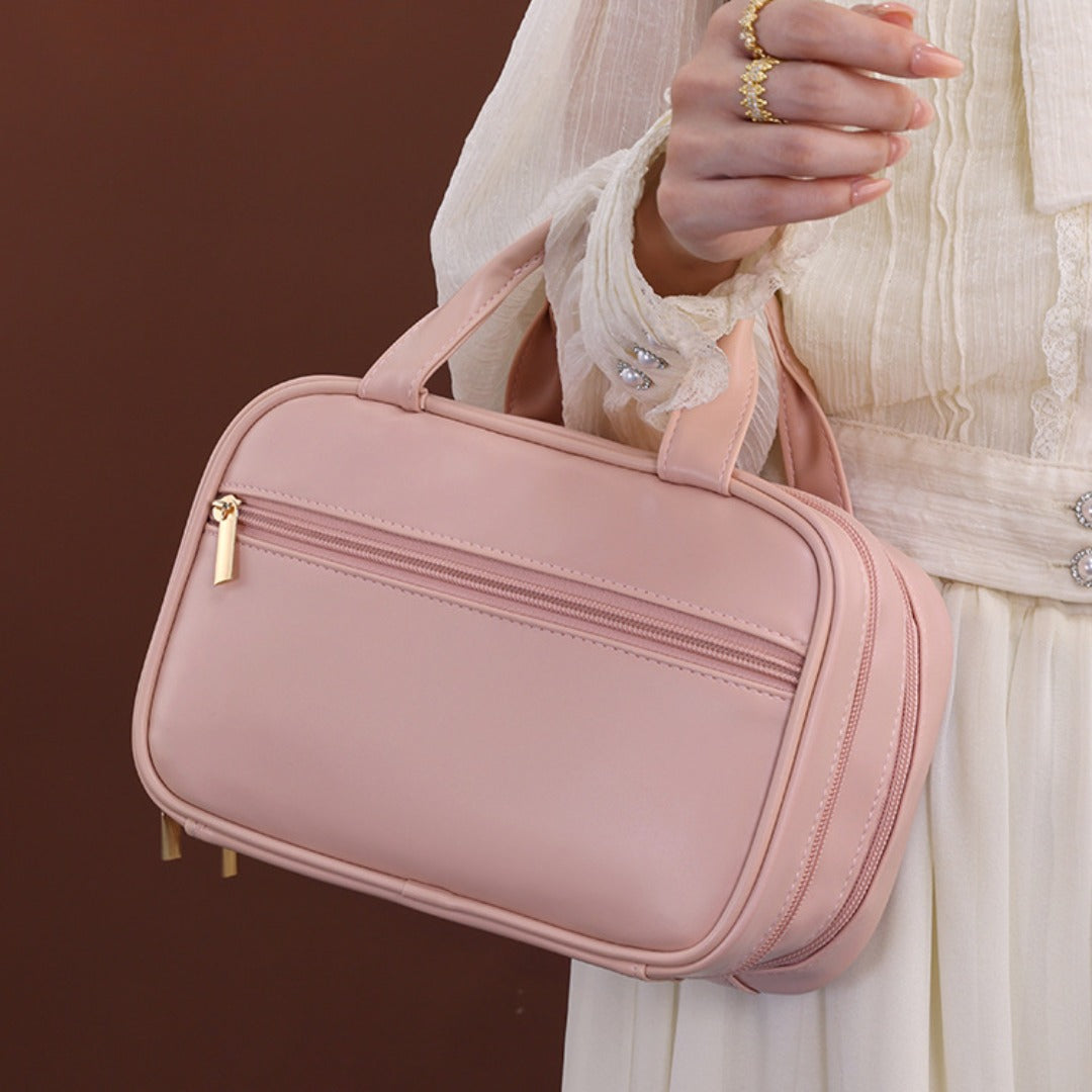 Double layer portable cosmetic bag, large capacity portable cosmetic storage bag, makeup bag organizer,Makeup bag with compartments, -dropshippingabc.com