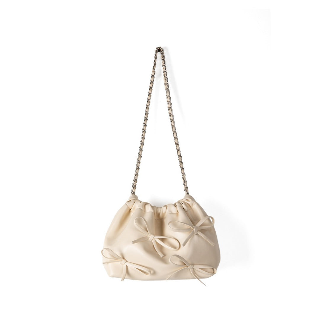 Bow Detail Soft Leather Crossbody Bag - Versatile Commuter Chain Shoulder Bag for Spring Fashion -dropshippingabc.com