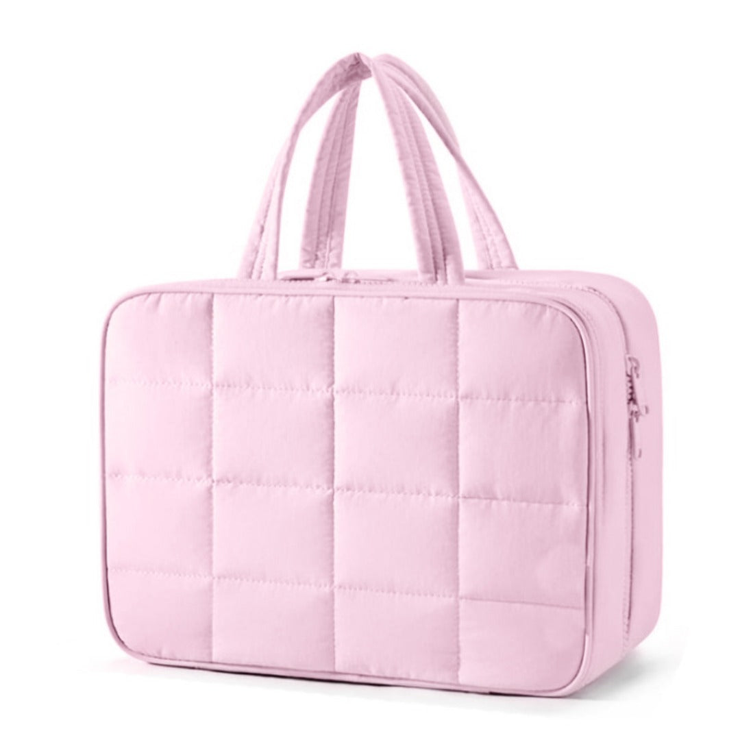 Travel Toilet Bag with Jewelry Storage - Hanging Toilet Bag & Fluffy Cosmetic Bag with Compartments -dropshippingabc.com