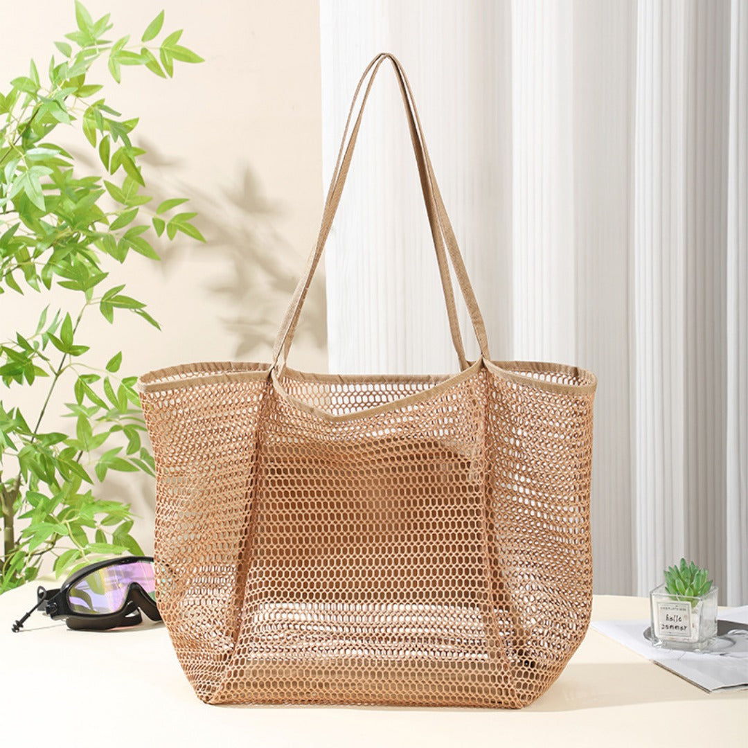 Large Capacity Mesh Shower Tote Bag - Portable Foldable Beach & Travel Bag for Wet and Dry Storage -dropshippingabc.com