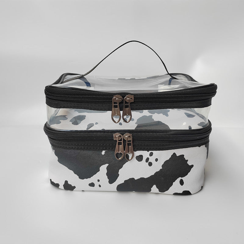 Clear Double-Layer Cosmetic Bag - Large Waterproof Makeup & Toiletry Organizer for Travel, Gym, College -dropshippingabc.com