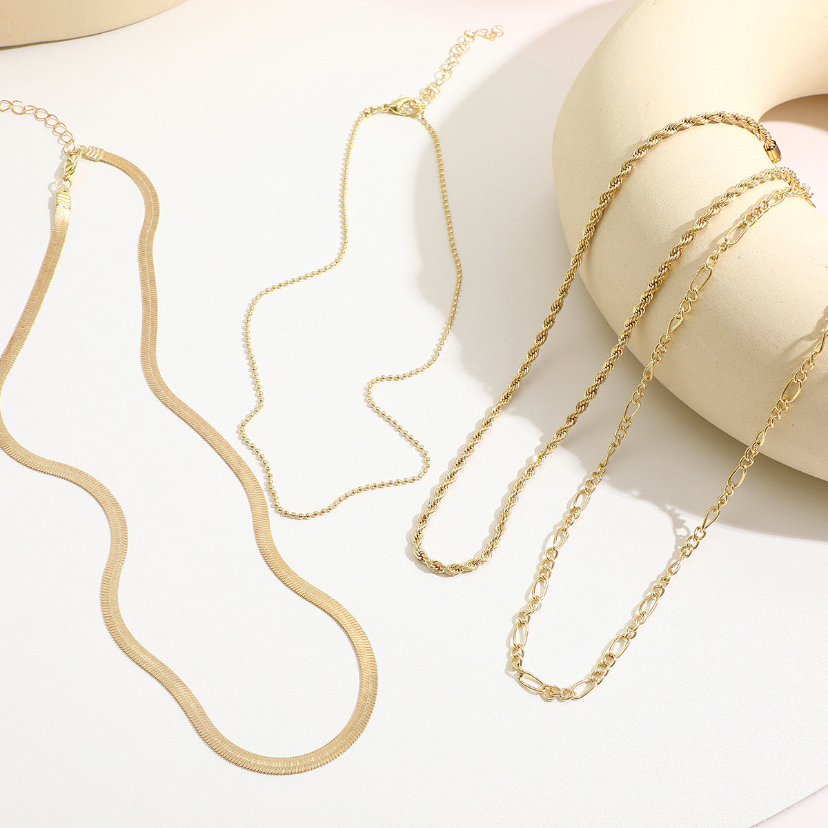 5-in-1 Layered Gold Necklace Set - Tarnish-Free 14k Gold Plated Chunky Chain Stack for Women -dropshippingabc.com