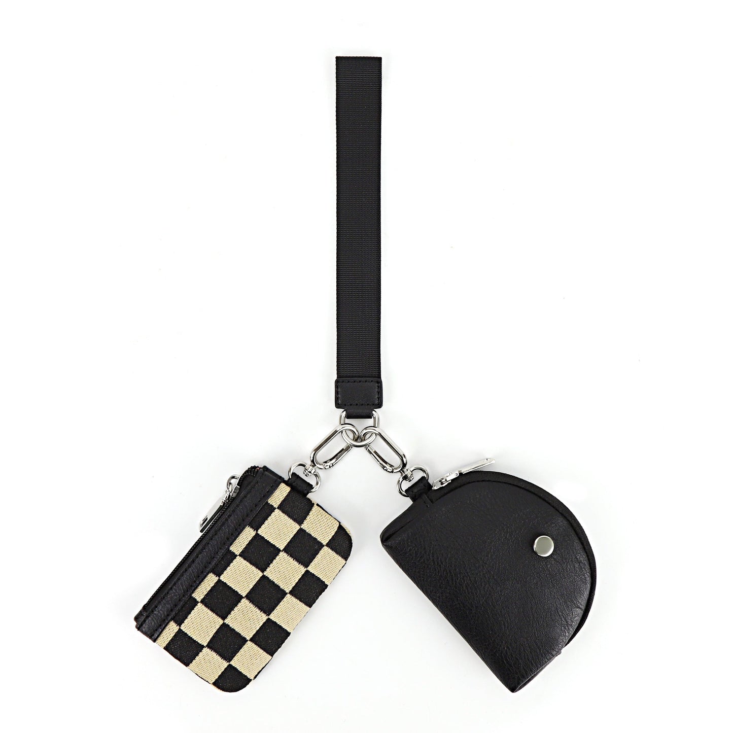 Checkerboard Wristlet Wallet for Women - Multifunctional Mini Zip Around Wrist Bag with Dual Pouch -dropshippingabc.com