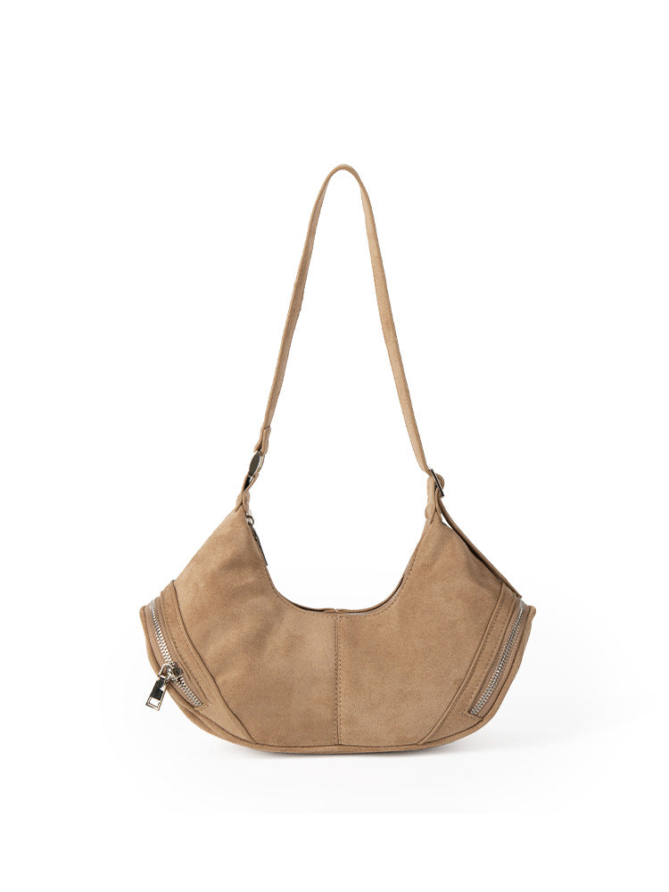Large Capacity Suede Shoulder Bag - Vintage Casual Slouch Hobo Bag -dropshippingabc.com