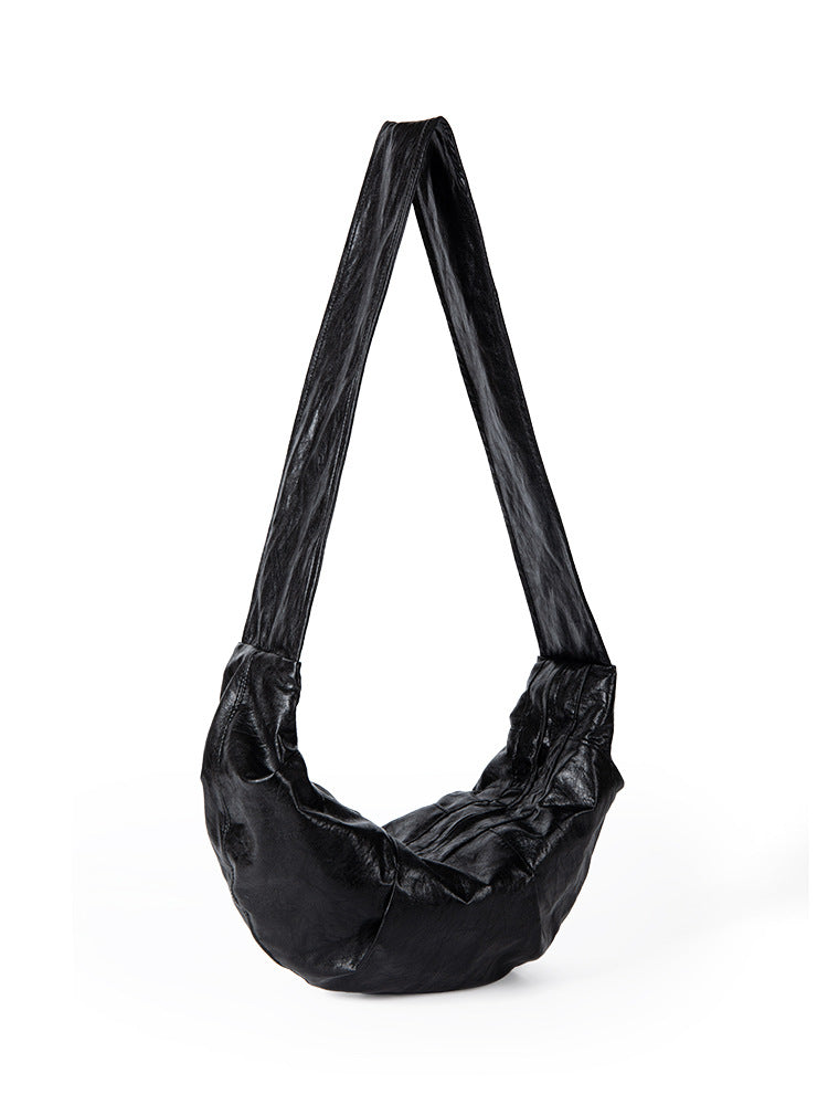 Soft Leather Croissant Bag for Women - Slouch Purse with Adjustable Crossbody Shoulder Strap, Simple Versatile Small Shoulder Bag -dropshippingabc.com
