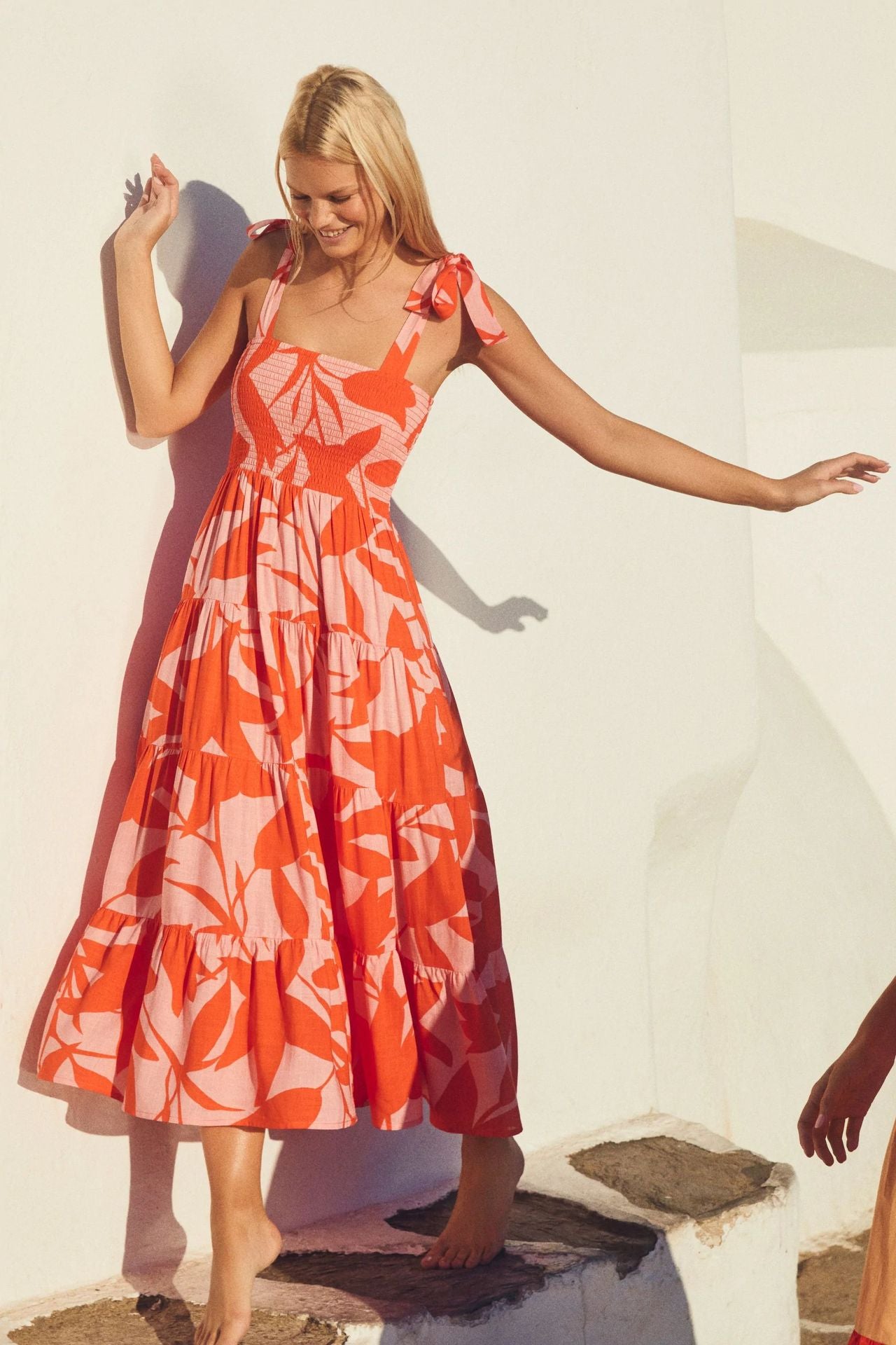 Sleeveless Floral Print Long Suspender Dress - Spice Girl Inspired A-Line Sundress for Tea Party & Casual Wear -dropshippingabc.com