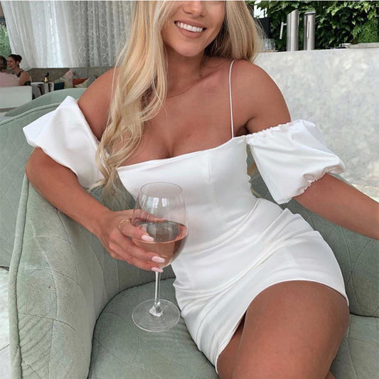 Women's Sexy Tube Sleeveless Bodycon Satin Suspender Mini Dress - Sexy Backless Wrap Cocktail Party Dress -dropshippingabc.com