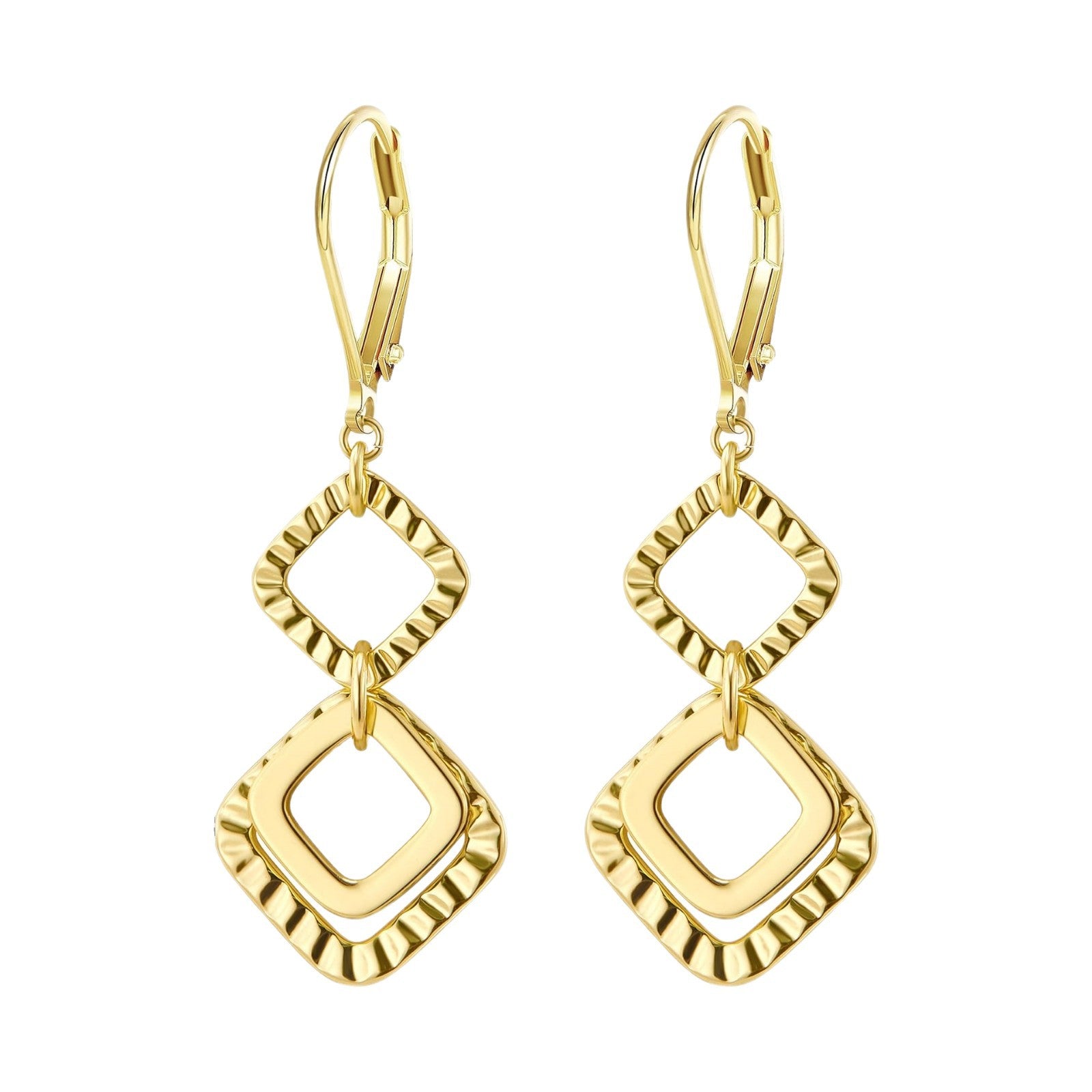 Brass real gold electroplating niche light luxury karst pleated earrings women's earrings -dropshippingabc.com