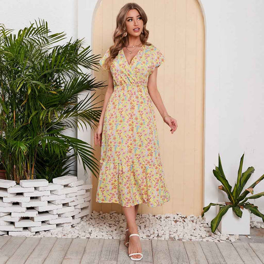 Women Summer Chiffon Floral Print Long Dress
