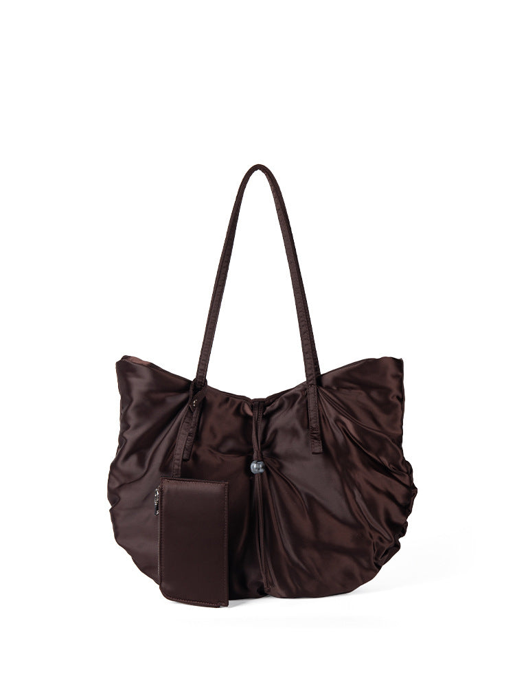 Casual Nylon Large Capacity Hobo Bag - Portable Tote for Women with Pleated Shoulder Design -dropshippingabc.com
