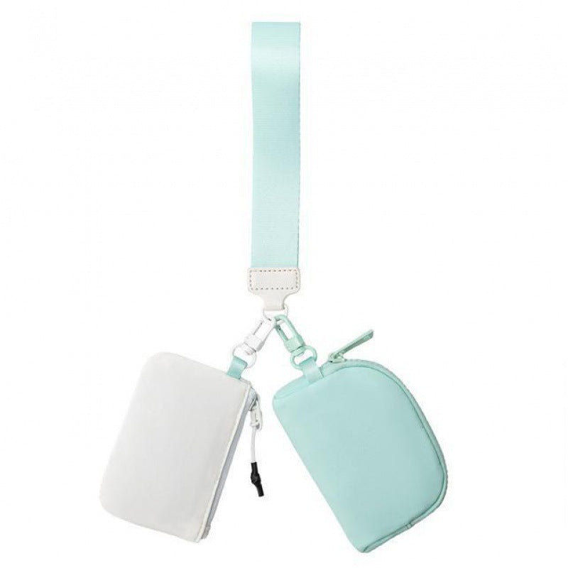 Waterproof Nylon ID Bag - Double Bag Multi-function Wristlet Wallet with Keychain for Women -dropshippingabc.com