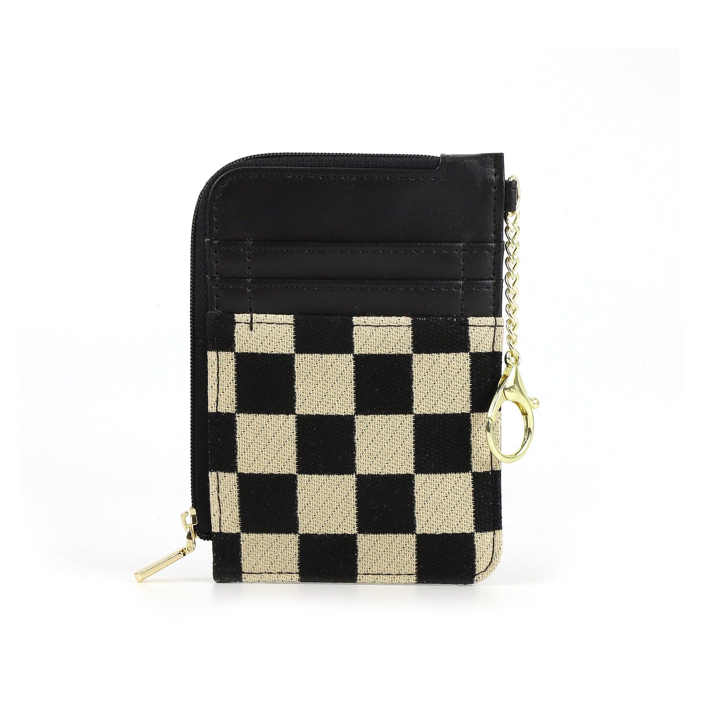 Retro Plaid Multi-Card Holder - Change Bag Wallet with Keychain for Cards, Coins & SIM -dropshippingabc.com