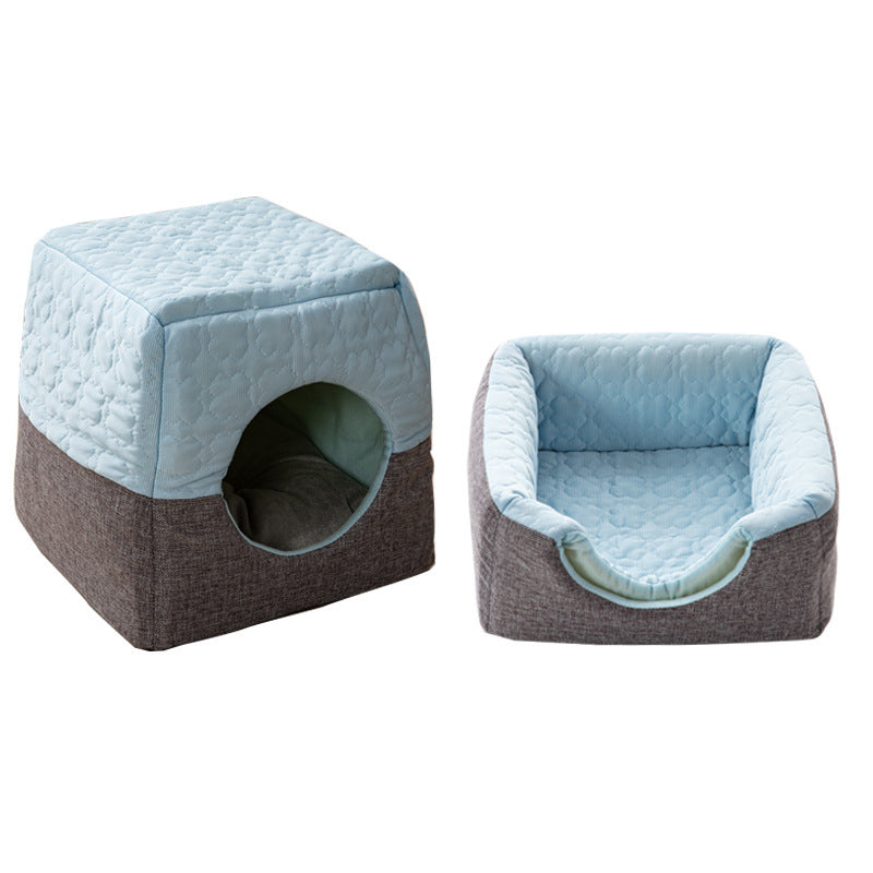 All-Season Semi-Enclosed Pet Bed - Warm Winter & Cool Summer Cat House for Small Dogs -dropshippingabc.com