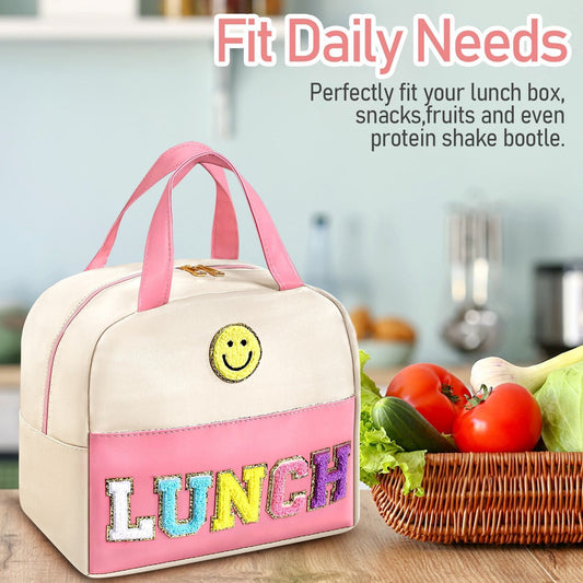 Embroidered Bento Bag - Student Lunch Box Handbag with Fresh-Keeping Large Capacity Thickened Ice Compartment -dropshippingabc.com