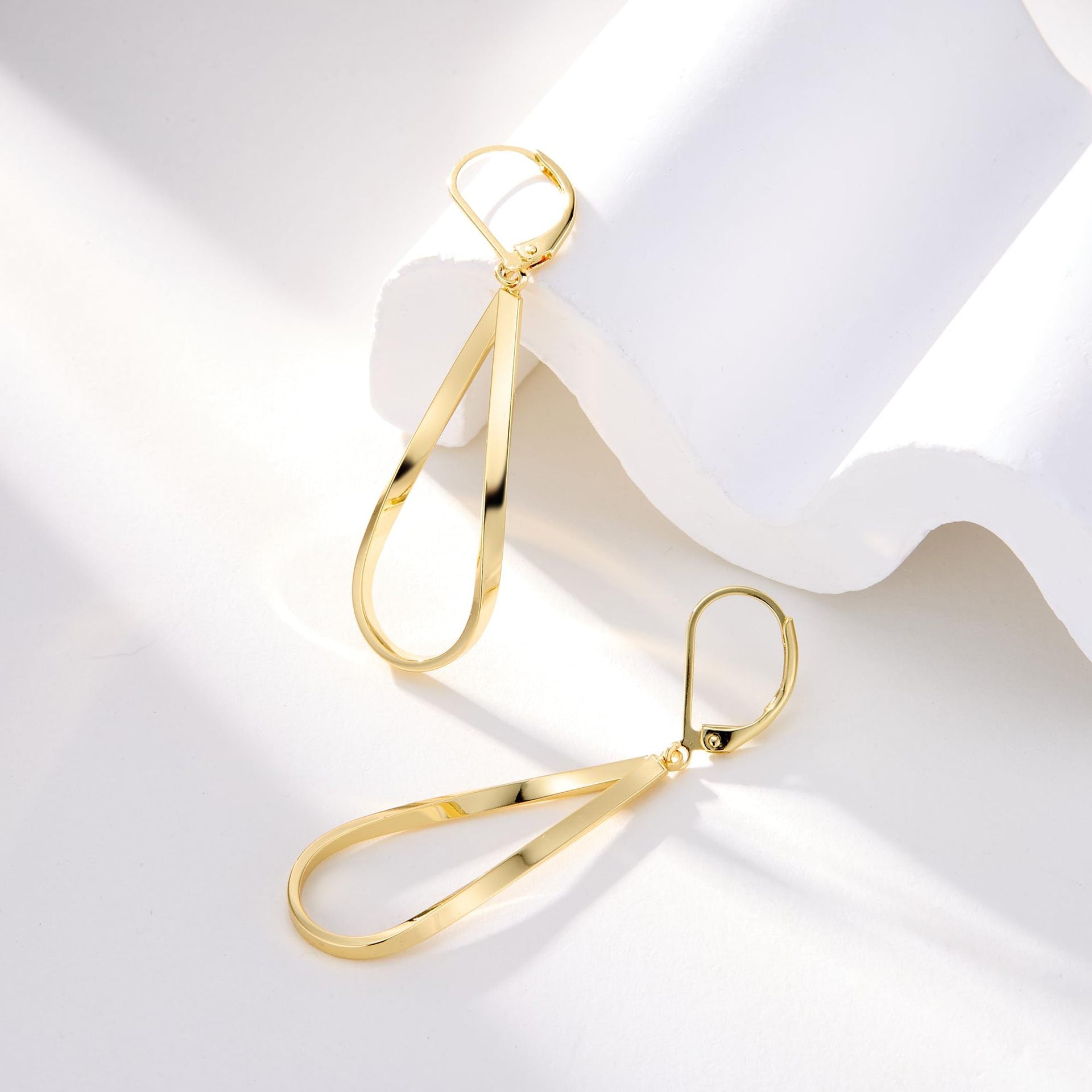 Gold  Earrings for Women Hypoallergenic Leverback Drop Dangle Earrings Trendy 14K Gold Plated Twisted Spiral Teardrop Rhombus Heart Dangle Earring for Women Dainty Fashion Jewelry Gifts -dropshippingabc.com