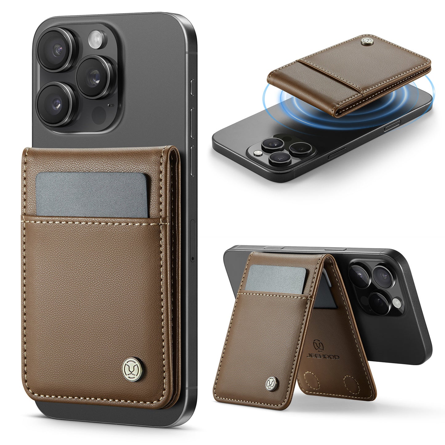 Magsafe ring magnetic card case  for iPhone17 card anti-theft brush 16/15/14/13 zipper change bag Wallet Magnetic Card Holder RFID Blocking, PU Leather Minimalist Phone Wallet Compatible with MagSafe Phones