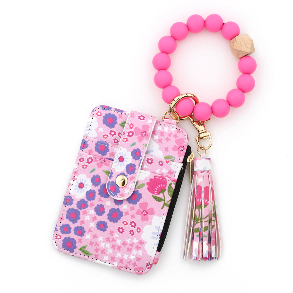 ID bag, silicone bracelet, floral folded edge card bag, TK printed leather wallet, keychain. -dropshippingabc.com