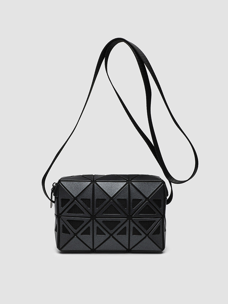 Fashion Small Square Box Crossbody Bag - Hollow Geometric Design Splicing Shoulder Bag, Commuter Small Square Purse -dropshippingabc.com