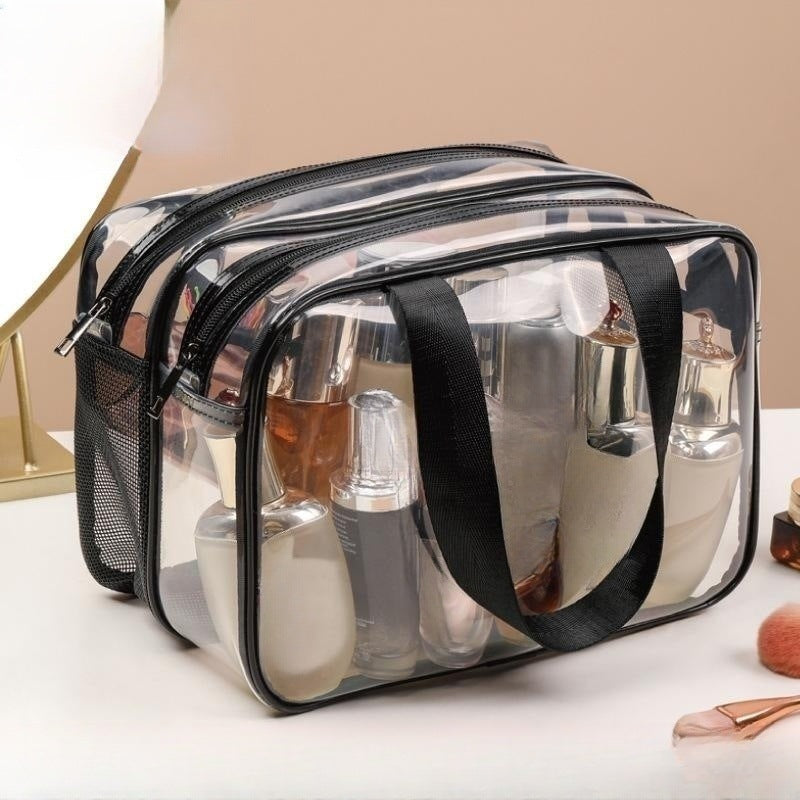 Transparent PVC Makeup Bag with Wet-Dry Separation - Double Layer Waterproof Travel Toiletry Organizer -dropshippingabc.com