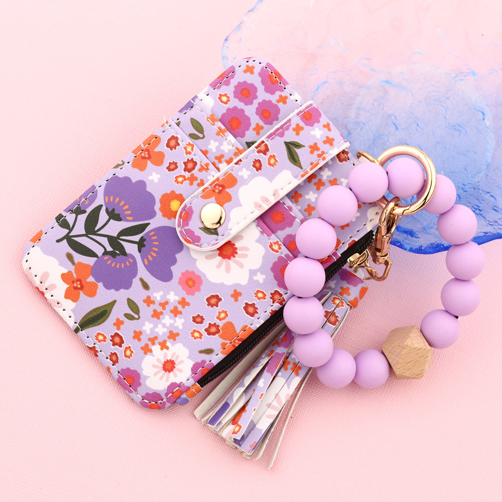 ID bag, silicone bracelet, floral folded edge card bag, TK printed leather wallet, keychain. -dropshippingabc.com