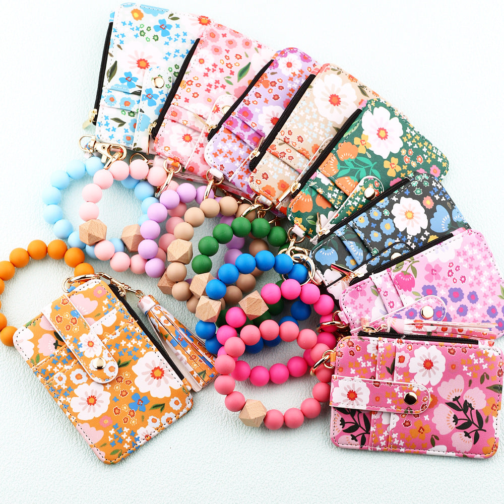 ID bag, silicone bracelet, floral folded edge card bag, TK printed leather wallet, keychain. -dropshippingabc.com