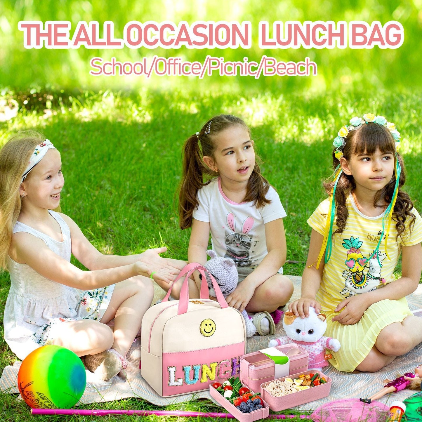 Embroidered Bento Bag - Student Lunch Box Handbag with Fresh-Keeping Large Capacity Thickened Ice Compartment -dropshippingabc.com