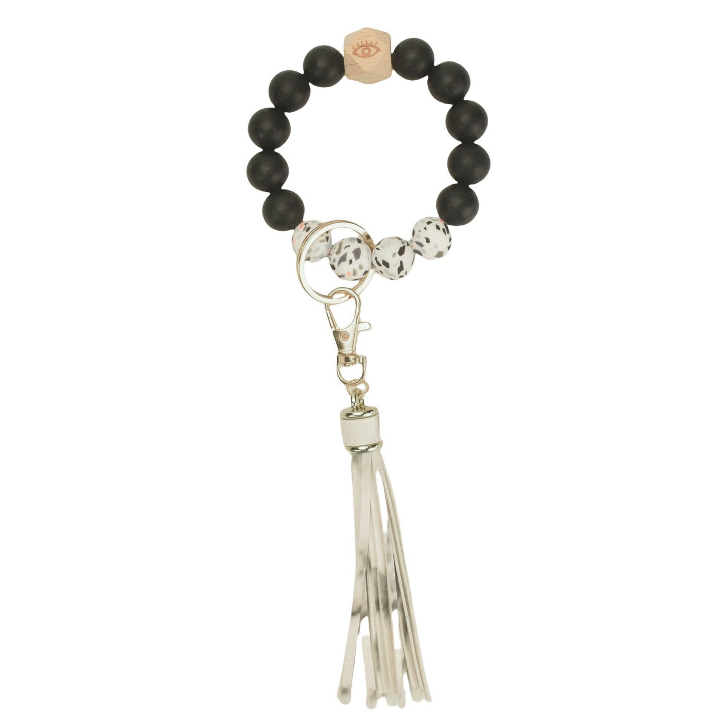 PU Tassel Keychain Women's Bag charm Silicone Beaded Keychain Wristlet Key Ring Bracelet Cute Car Key Chain Holder for Women Girls