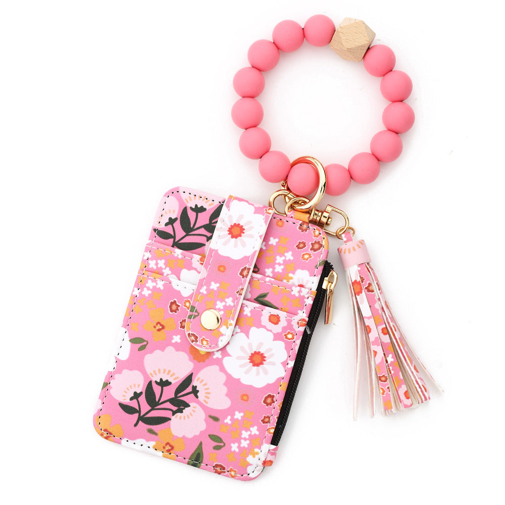 ID bag, silicone bracelet, floral folded edge card bag, TK printed leather wallet, keychain. -dropshippingabc.com