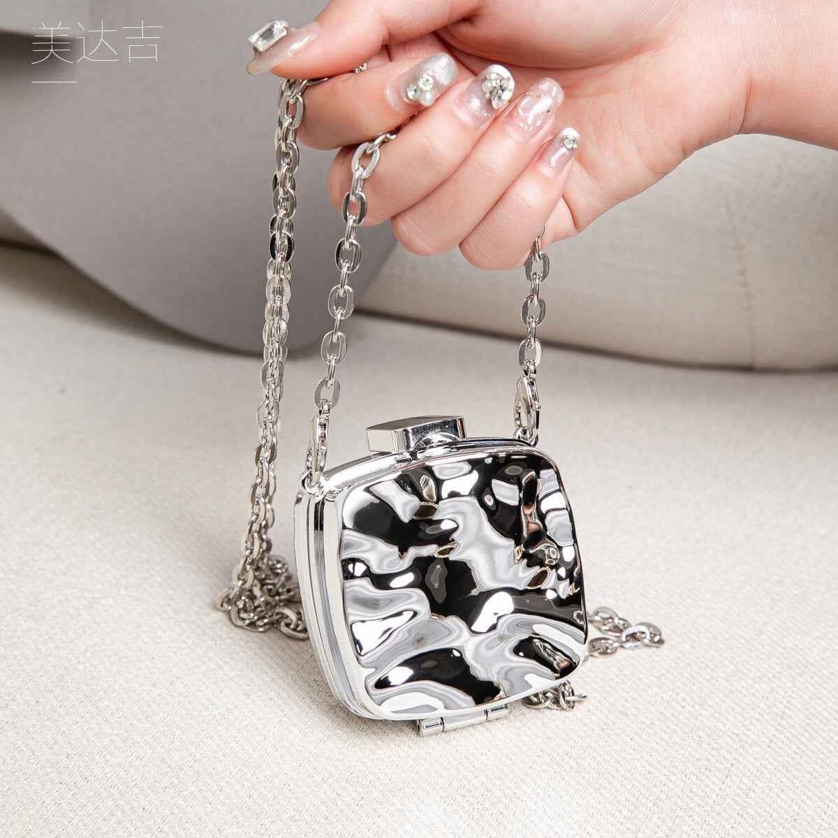 Acrylic Box Bag Summer Lady, Mini Lipstick Air Cushion Storage Bag, Mini Metallic Little Purse, Clutch Purse, Clutch Purse Casual, Clutch Purse Party, Prom Bag, evening Party Purse,