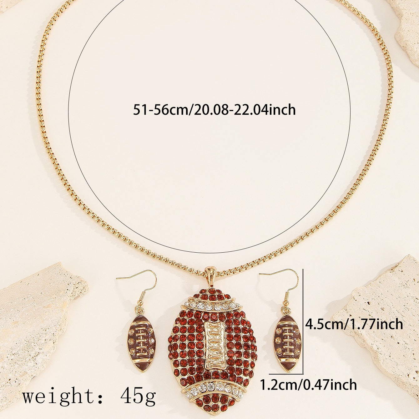 Rhinestone Football Rugby Earrings - Sparkling Sports Fan Dangle Earrings for Women Game Day Party -dropshippingabc.com