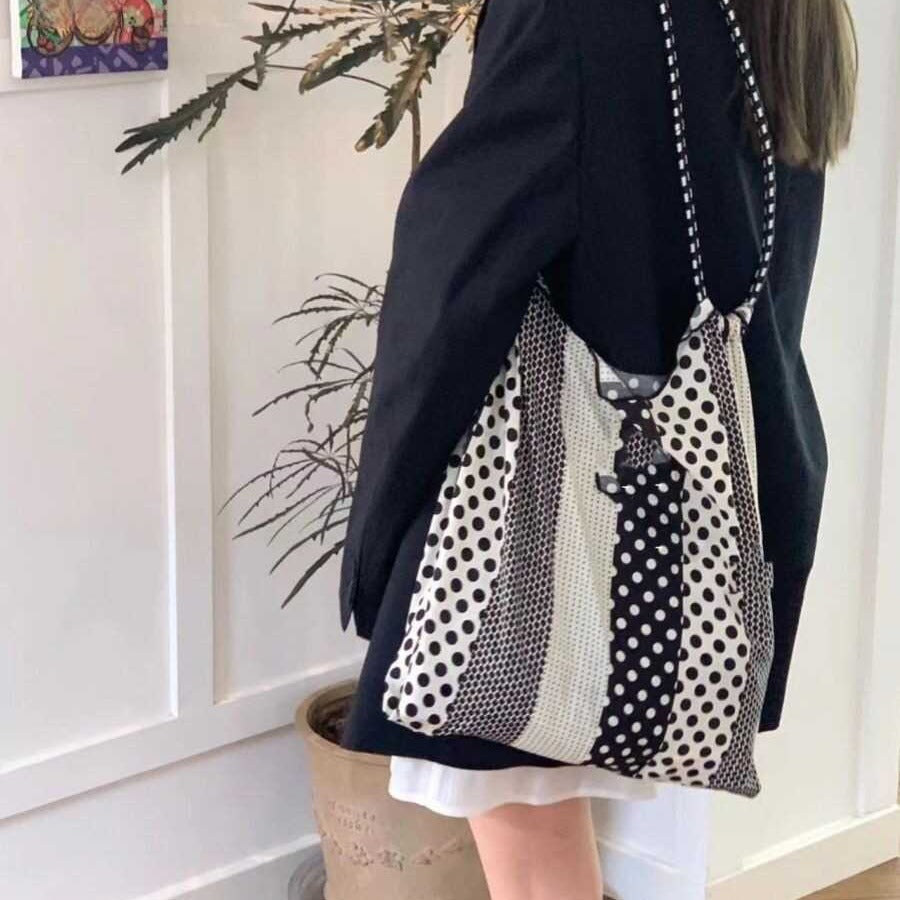 Polka Dot Tote Bag - Versatile Portable Shoulder Bag, Large Capacity Eco-Friendly Hobo Bag for Women -dropshippingabc.com