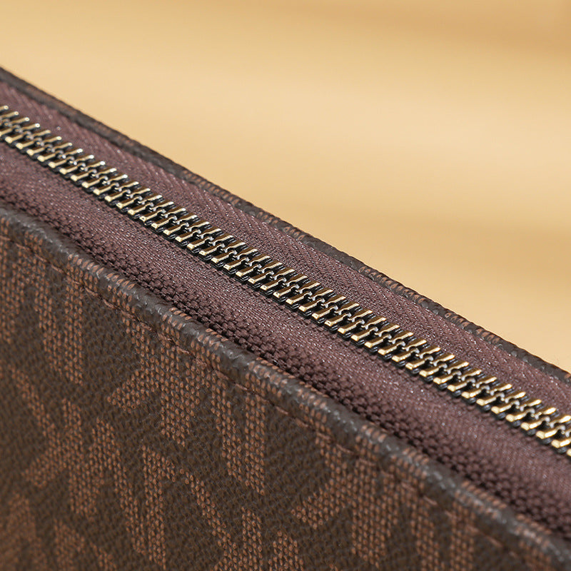 Saffiano Long Zip Around Wallet with Wrist Strap - Large Capacity Continental Clutch for Women & Men -dropshippingabc.com