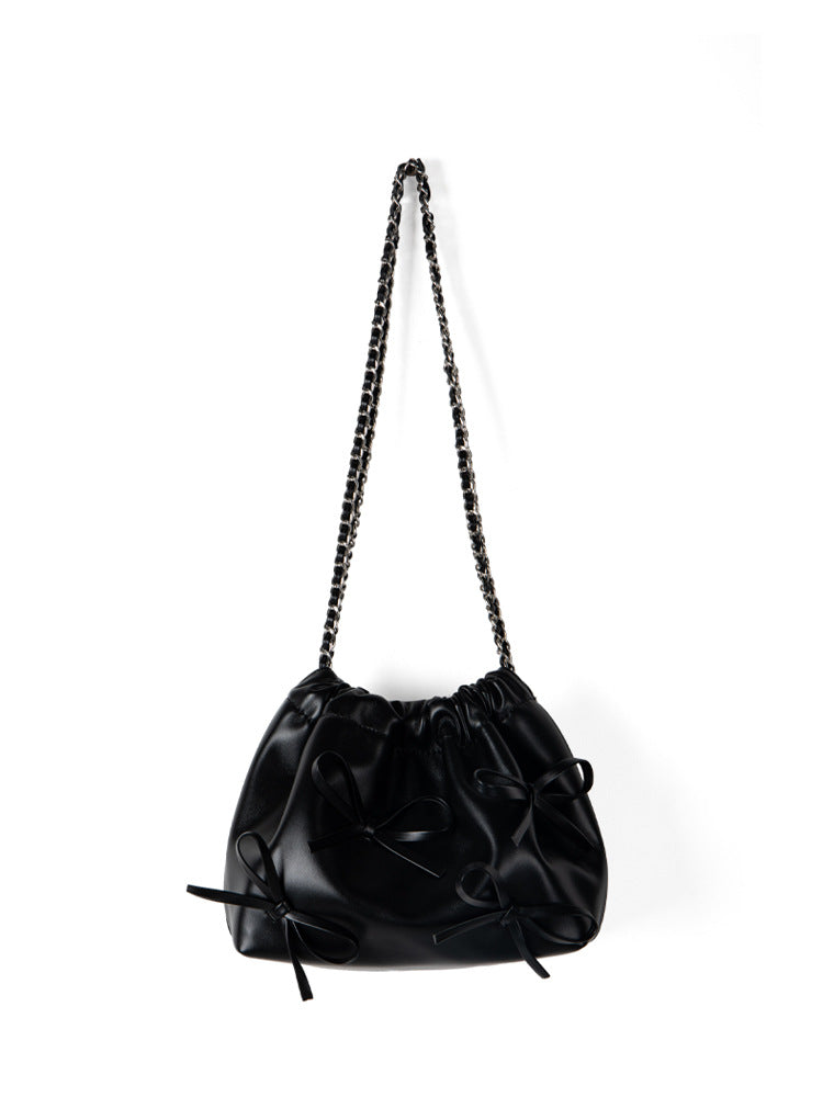 Bow Detail Soft Leather Crossbody Bag - Versatile Commuter Chain Shoulder Bag for Spring Fashion -dropshippingabc.com