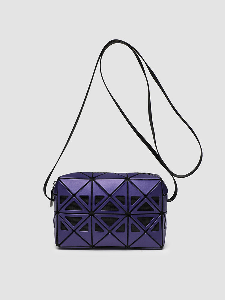 Fashion Small Square Box Crossbody Bag - Hollow Geometric Design Splicing Shoulder Bag, Commuter Small Square Purse -dropshippingabc.com