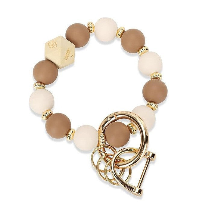 PU Tassel Keychain Women's Bag charm Silicone Beaded Keychain Wristlet Key Ring Bracelet Cute Car Key Chain Holder for Women Girls