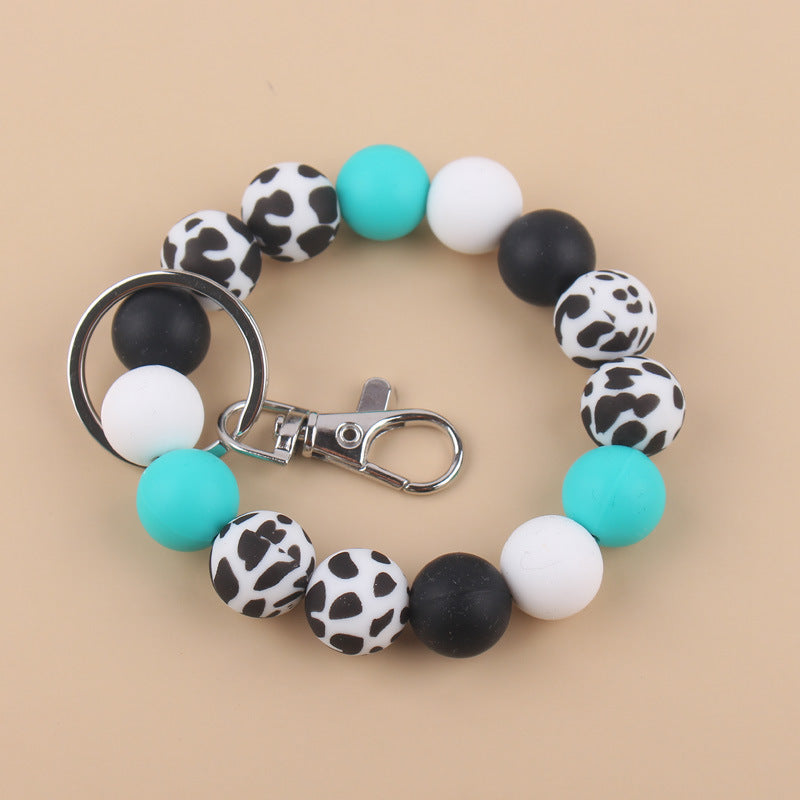 Silicone Beads Cow Sunflower Keychain Accessories, Creative Pendant Bracelet Bracelet Keyring Female - dropshippingabc.com