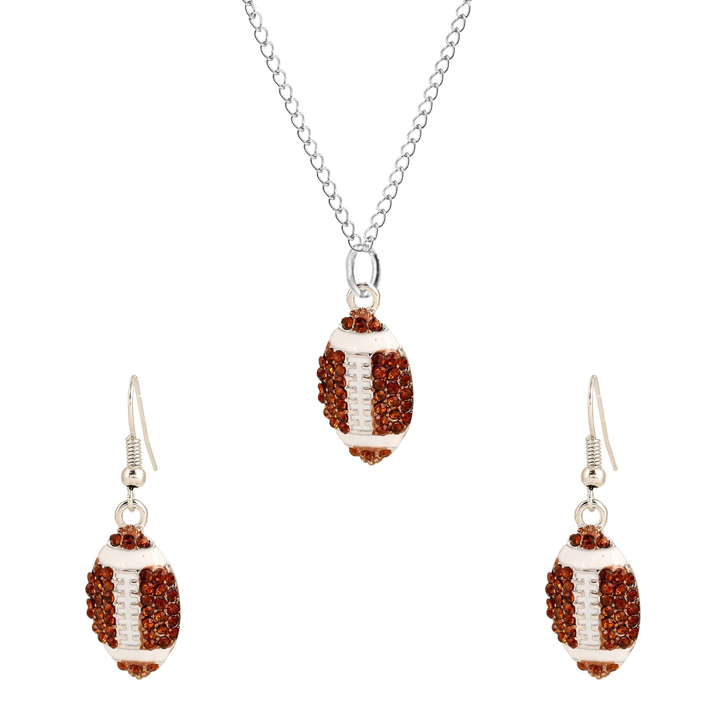 Alloy Rhinestone Football Rugby Earrings for Women Party Jewelry Dangle Drop Stud Earrings Sparkling Sports Fan Game Day Accessories -dropshippingabc.com