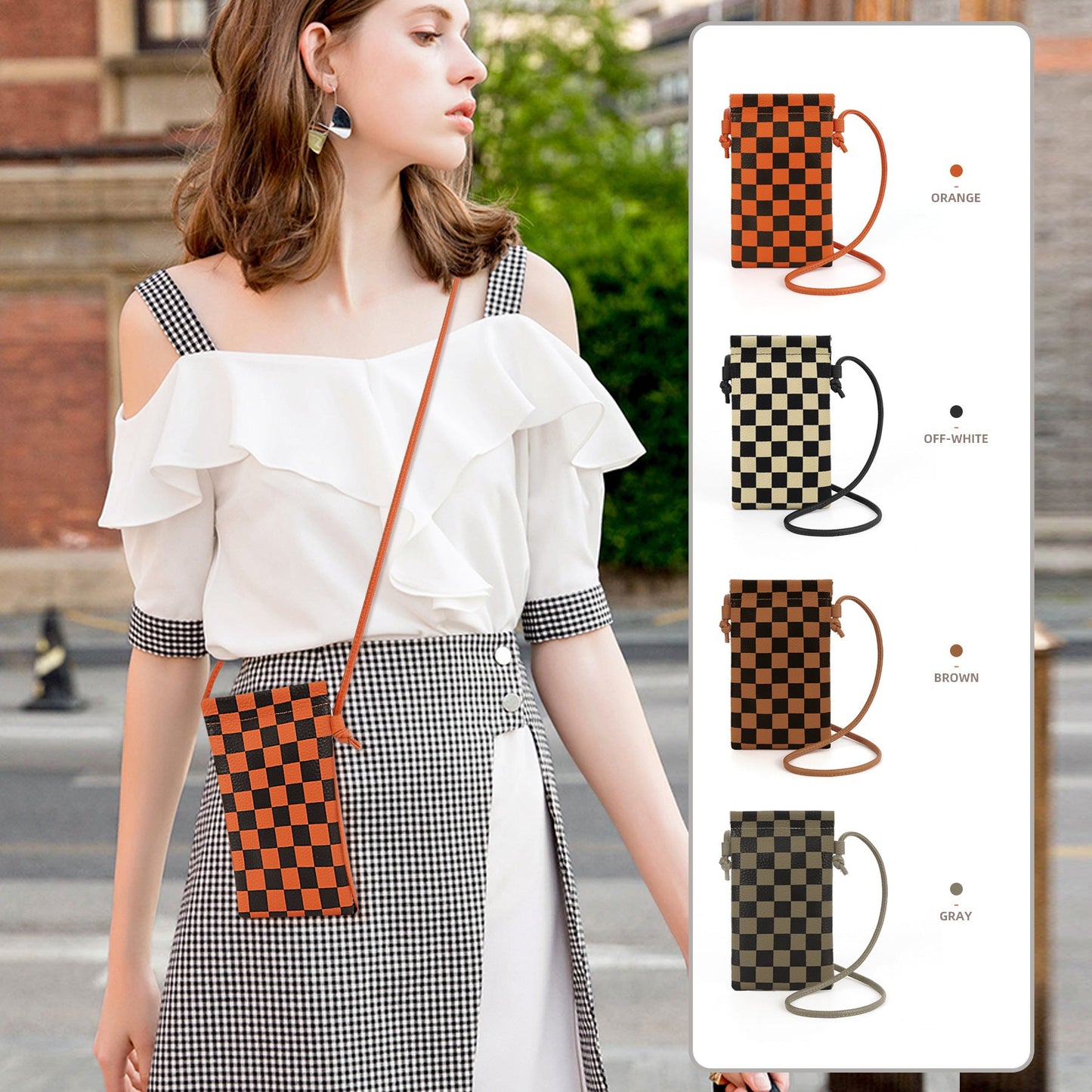 Vegan Leather Phone Crossbody Bag - Mini Mobile Phone Holder Pouch -dropshippingabc.com