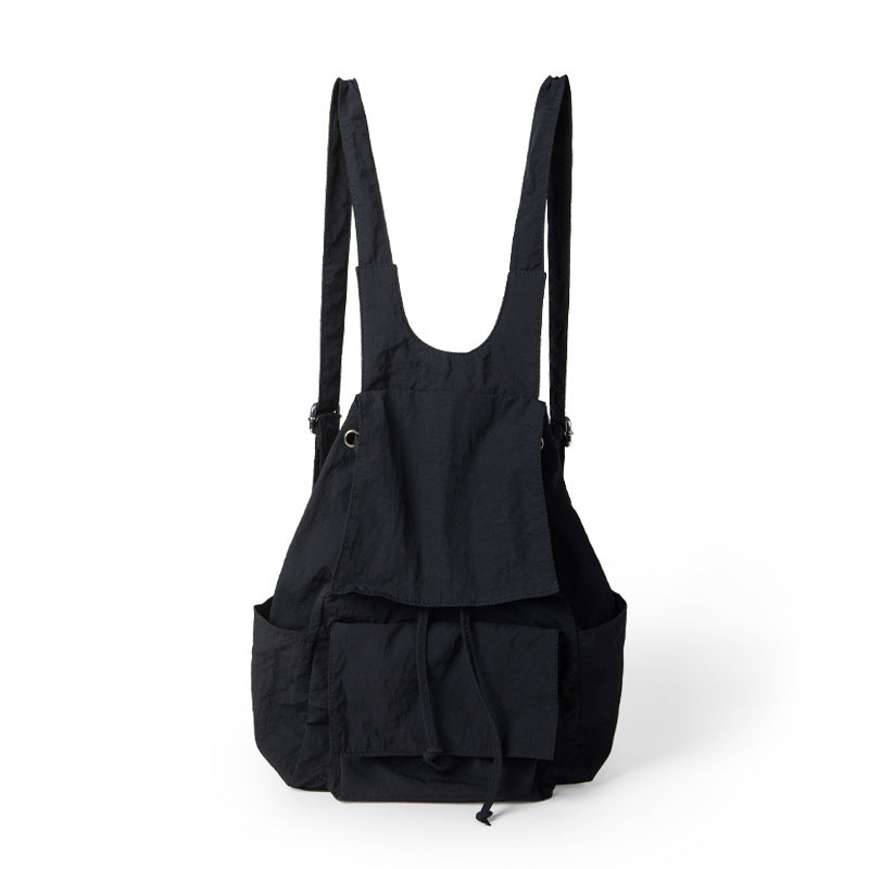 Lightweight Nylon Backpack Purse for Women - Pleated Large Capacity Multi-Pocket Daypack in Beige -dropshippingabc.com