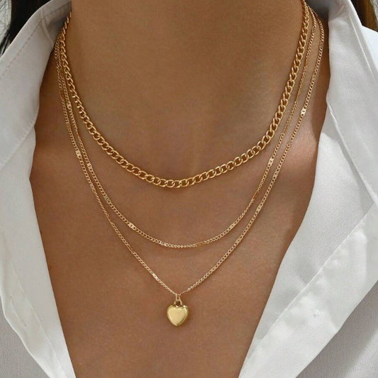 Gold Plated Layering Necklace Set for Women - 5-Piece Cuban, Snake, Paperclip, Rope & Twist Chain Collection -dropshippingabc.com