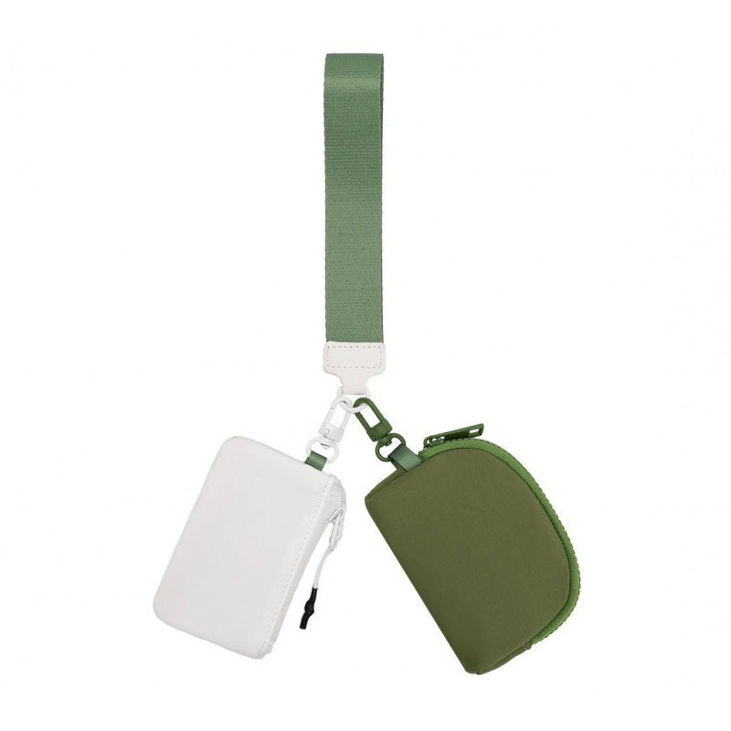 Waterproof Nylon ID Bag - Double Bag Multi-function Wristlet Wallet with Keychain for Women -dropshippingabc.com